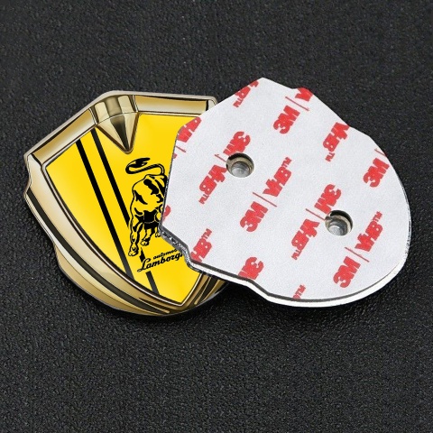 Lamborghini Bodyside Domed Emblem Gold Yellow Base Black Sport Design