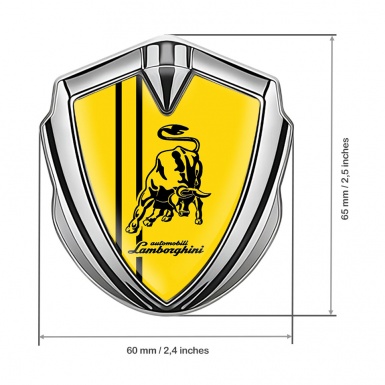 Lamborghini Bodyside Domed Emblem Silver Yellow Base Black Sport Design
