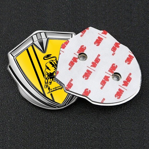 Lamborghini Bodyside Domed Emblem Silver Yellow Base Black Sport Design