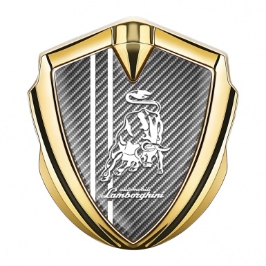 Lamborghini Domed Badge Gold Light Carbon Fiber Black Sport Stripes