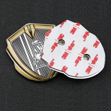 Lamborghini Domed Badge Gold Light Carbon Fiber Black Sport Stripes