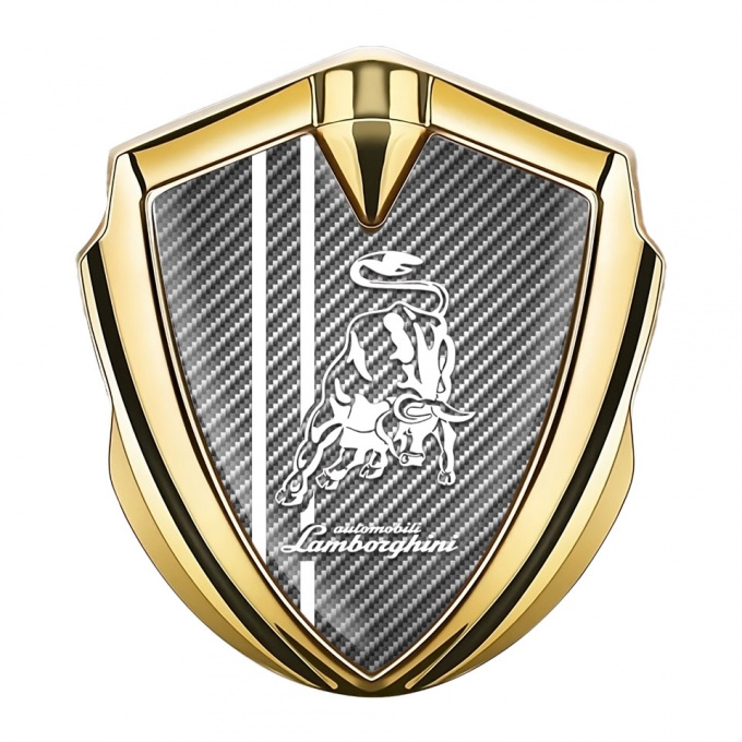Lamborghini Domed Badge Gold Light Carbon Fiber Black Sport Stripes
