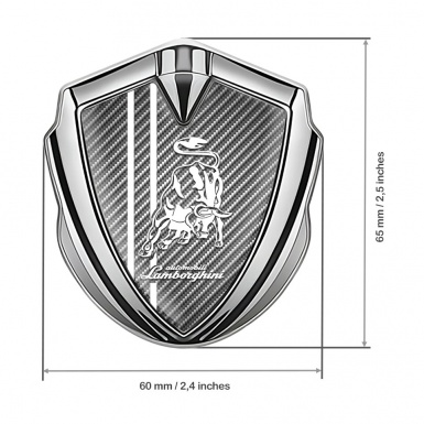 Lamborghini Domed Badge Silver Light Carbon Fiber Black Sport Stripes