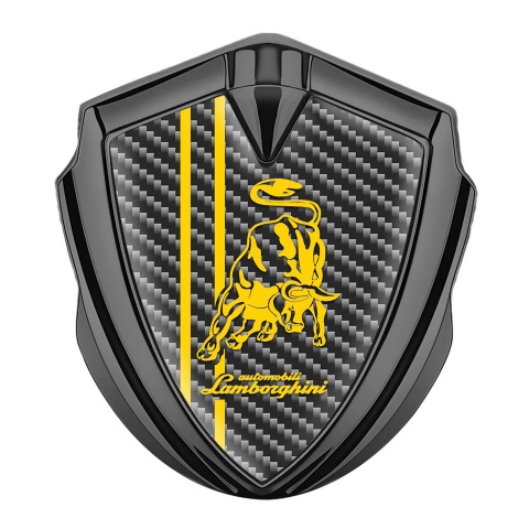 Lamborghini Metal Domed Emblem Graphite Dark Carbon Yellow Sport Logo