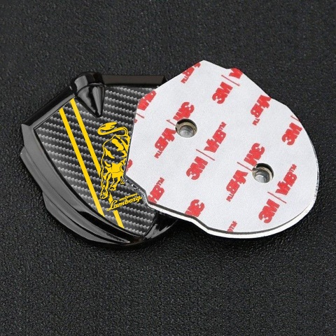 Lamborghini Metal Domed Emblem Graphite Dark Carbon Yellow Sport Logo