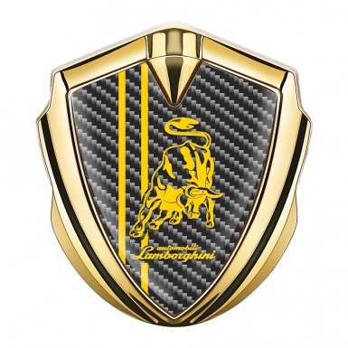 Lamborghini Metal Domed Emblem Gold Dark Carbon Yellow Sport Logo