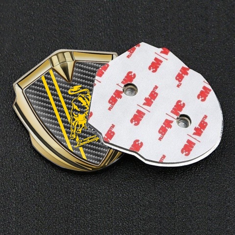 Lamborghini Metal Domed Emblem Gold Dark Carbon Yellow Sport Logo