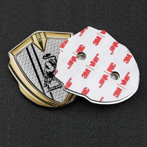 Lamborghini Badge Self Adhesive Gold Honeycomb White Stripes Design