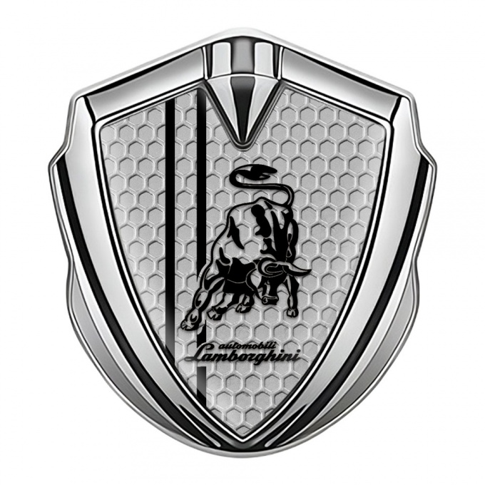 Lamborghini Badge Self Adhesive Silver Honeycomb White Stripes Design