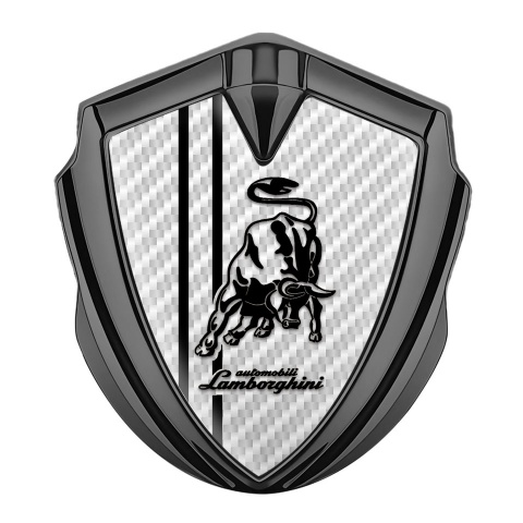 Lamborghini Emblem Fender Badge Graphite White Carbon White Stripes Design