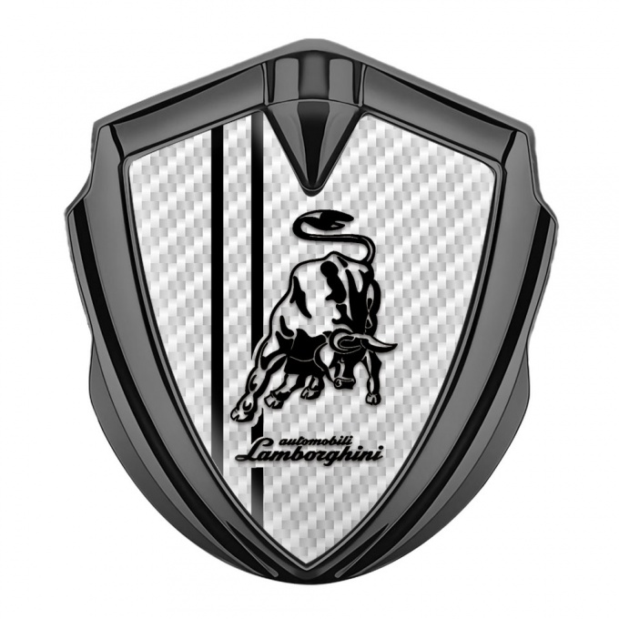 Lamborghini Emblem Fender Badge Graphite White Carbon White Stripes Design