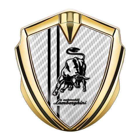 Lamborghini Emblem Fender Badge Gold White Carbon White Stripes Design
