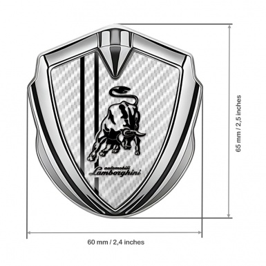 Lamborghini Emblem Fender Badge Silver White Carbon White Stripes Design