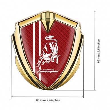 Lamborghini Fender Emblem Badge Gold Red Carbon White Stripes Design