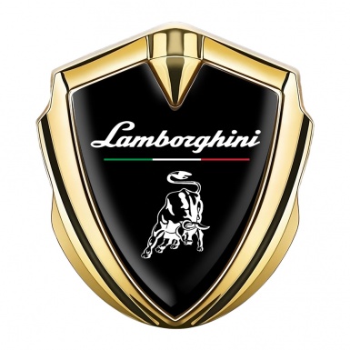 Lamborghini Emblem Trunk Badge Gold Black White Bull Italian Flag