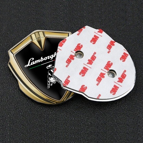 Lamborghini Emblem Trunk Badge Gold Black White Bull Italian Flag