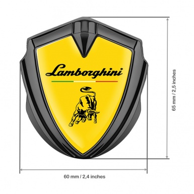 Lamborghini Emblem Self Adhesive Graphite Yellow Black Bull Italian Flag