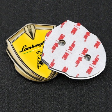 Lamborghini Emblem Self Adhesive Gold Yellow Black Bull Italian Flag