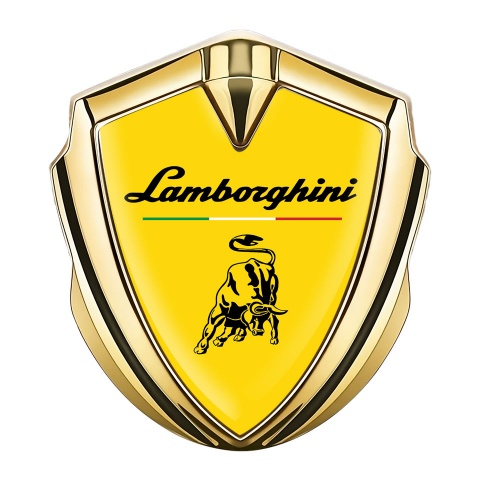 Lamborghini Emblem Self Adhesive Gold Yellow Black Bull Italian Flag