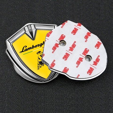 Lamborghini Emblem Self Adhesive Silver Yellow Black Bull Italian Flag