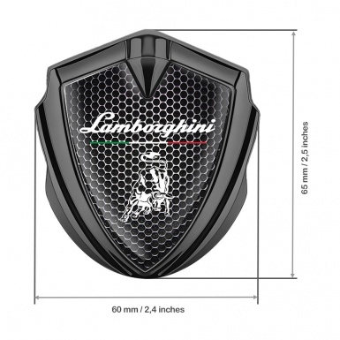 Lamborghini Emblem Badge Graphite Dark Grate White Bull Italian Flag