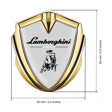 Lamborghini Domed Emblem Gold Grey Fill Black Bull Italian Banner