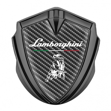 Lamborghini Emblem Ornament Graphite Black Carbon White Logo Italian Flag