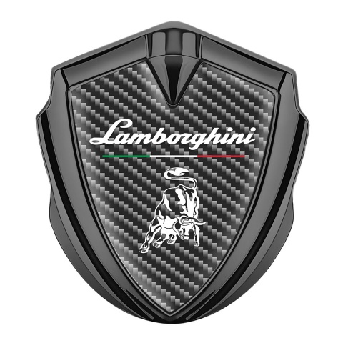 Lamborghini Emblem Ornament Graphite Black Carbon White Logo Italian Flag