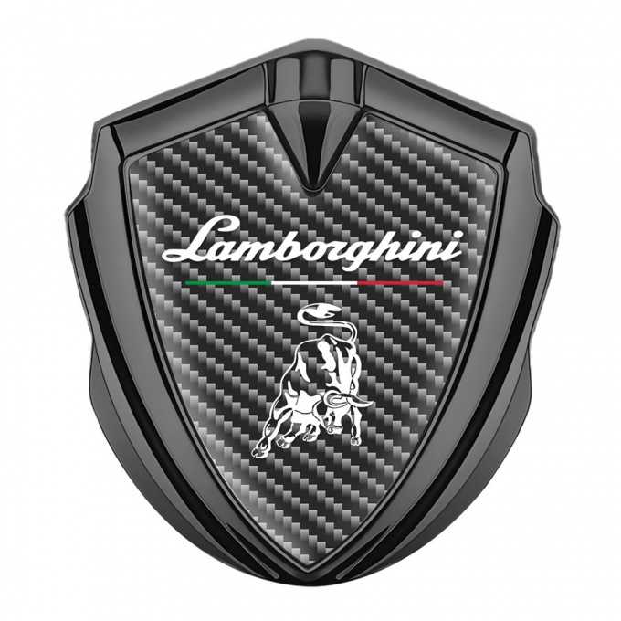 Lamborghini Emblem Ornament Graphite Black Carbon White Logo Italian Flag