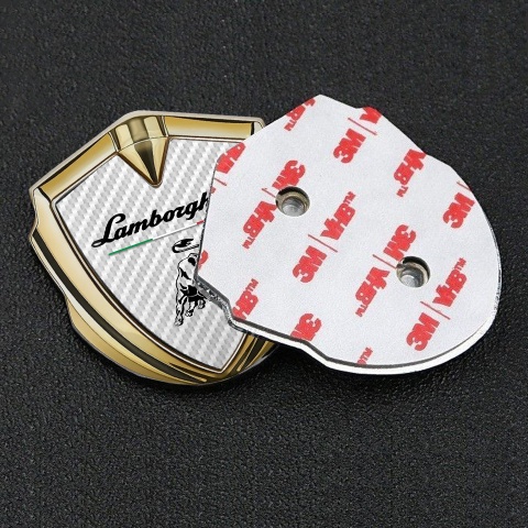 Lamborghini Bodyside Domed Emblem Gold White Carbon Black Logo