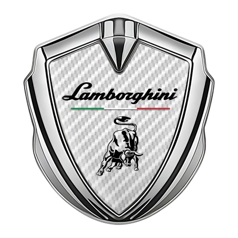Lamborghini Bodyside Domed Emblem Silver White Carbon Black Logo