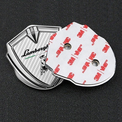 Lamborghini Bodyside Domed Emblem Silver White Carbon Black Logo