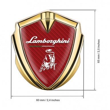 Lamborghini Emblem Car Badge Gold Red Carbon Italian Motif Design
