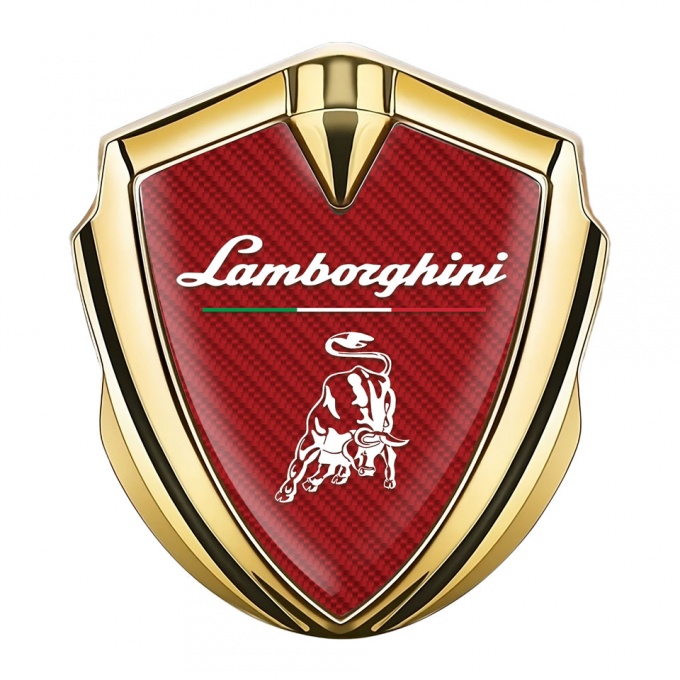 Lamborghini Emblem Car Badge Gold Red Carbon Italian Motif Design