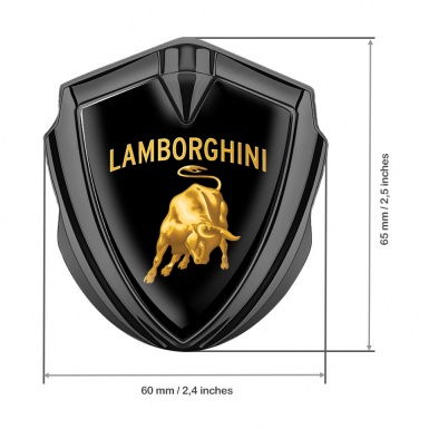 Lamborghini Emblem Badge Self Adhesive Graphite Black Base Sunglow Logo