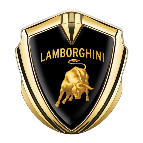 Lamborghini Emblem Badge Self Adhesive Gold Black Base Sunglow Logo