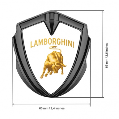 Lamborghini Emblem Fender Badge Graphite White Base Sunglow Edition