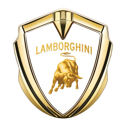 Lamborghini Emblem Fender Badge Gold White Base Sunglow Edition