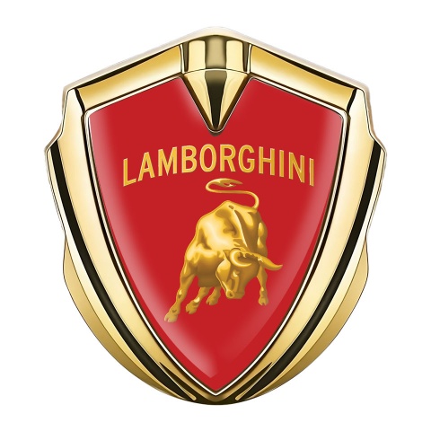 Lamborghini Metal Emblem Self Adhesive Gold Red Fill Sunglow Design