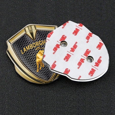Lamborghini Emblem Badge Gold Steel Grate Sunglow Logo Edition