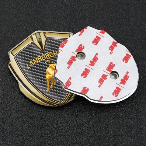 Lamborghini Domed Emblem Gold Dark Carbon Sunglow Logo Design