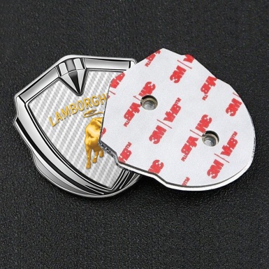 Lamborghini Emblem Ornament Silver White Carbon Sunglow Logo Design