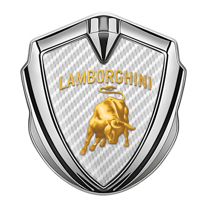 Lamborghini Emblem Ornament Silver White Carbon Sunglow Logo Design