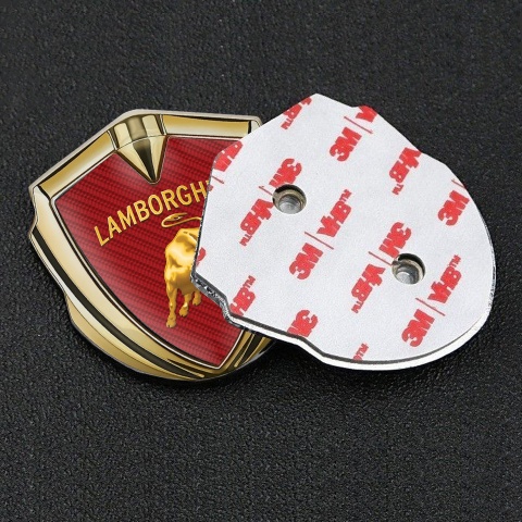 Lamborghini Bodyside Domed Emblem Gold Red Carbon Sunglow Logo