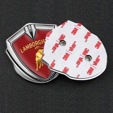 Lamborghini Bodyside Domed Emblem Silver Red Carbon Sunglow Logo