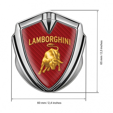 Lamborghini Bodyside Domed Emblem Silver Red Carbon Sunglow Logo