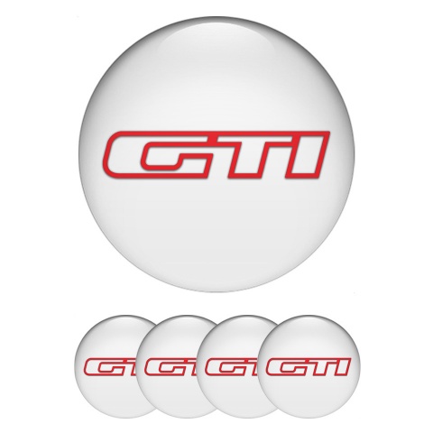 VW GTI Stickers for Wheels Center Caps White Fill Red Outline Logo