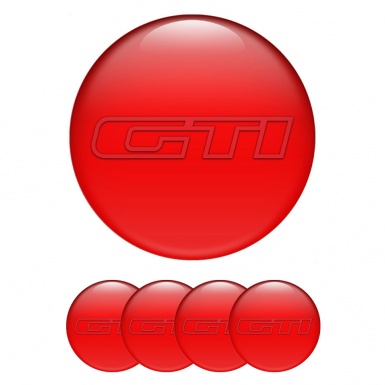 VW GTI Emblem for Wheel Center Caps Red Fill Dark Red Outline Edition