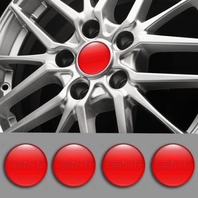 VW GTI Emblem for Wheel Center Caps Red Fill Dark Red Outline Edition