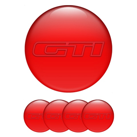 VW GTI Emblem for Wheel Center Caps Red Fill Dark Red Outline Edition